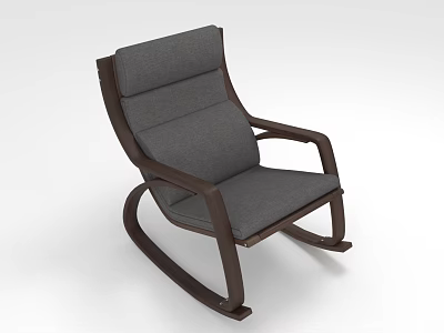 Modern Gray Rocking Chair With Wooden Frame And Comfortable Design 3d model