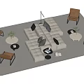 Contemporary Sectional Sofa and Round Coffee Table Set with Plush Cushions Wicker Chairs