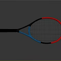 Colorful Tennis Racket With Black Handle Blue Frame And Red Edge