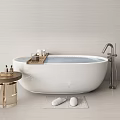 Modern Bathtubs In Elegant Bathroom With Side Tables And Slippers