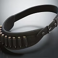 Black Tactical Belt With Row Of Bullet Cartridges And Metal Buckle Design