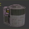 Green Cylindrical Industrial Equipment Featuring Top Openings Side Warning Label And Metal Striped Base