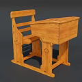 Traditional Solid Wooden Desk And Chair Set Featuring Carved Details And Sturdy Design