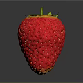 Fresh Red Strawberry with Green Leafy Top and Shiny Textured Surface