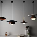 Ancient Style Restaurant Chandelier Japanese Style Vintage Dining Table Bar Main Lamp Creative Full Spectrum Walnut Color UFO Chandelier 3d model