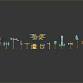 Fantasy Weapons Collection Featuring Swords Axes Bows With Golden Blue Winged Designs