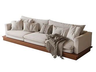 Log wind three-person sofa 3d model