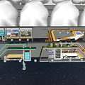 Modern Station Exterior Design With Glass Structure Metal Frame And Trees