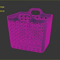 Green Plastic Storage Basket With Holes And Handle For Home Organization