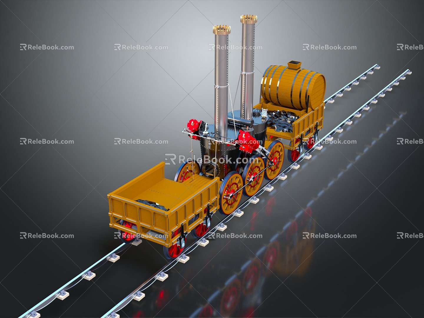 industrial LOFT train vintage train steam train train carriage locomotive head 3d model