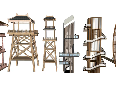 Modern Watchtower Wooden Watchtower 3d model