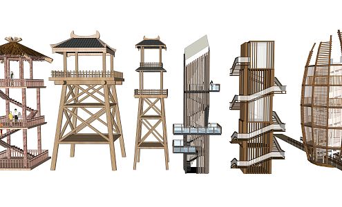 Modern Watchtower Wooden Watchtower 3d model