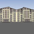 Modern Multi Story Residential Building Exterior With Green Landscaping And Courtyard
