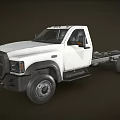 White Chassis Truck With Single Cab Design And Exposed Frame Wheels