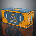 Blue And Yellow Shipping Container With Geometric Logo And Reflective Surface Design 3d model
