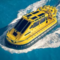 Yellow Amphibious Yacht Navigating Blue Ocean Waters 3d model
