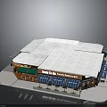 Uncle Bobs Family Restaurant Building With White Sloped Roof Blue Awnings Outdoor Seating And Plants