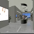 Modern Clothing Store Interior With Circular Skylight Beige Decor And Clothing Racks