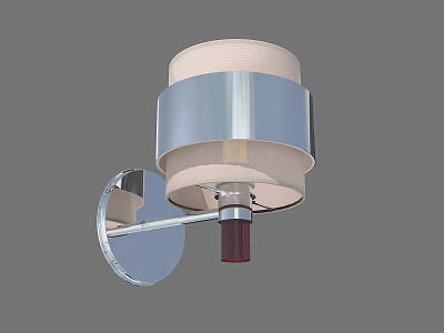 Modern Wall Light With Sleek Metal Frame And Beige Fabric Cylinder Shade Design 3d model