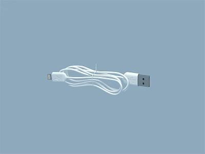 White USB Charging Cable for Mobile Devices with Micro USB and Standard USB Connectors 3d model