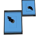 Stylish Water Fountain Design Featuring Square Black Stone Base Small Pine Tree And Golden Border