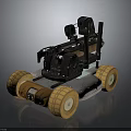 Mobile Robotic Device With Mechanical Structure Black White Body And Yellow Wheels Design 3d model