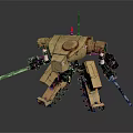 Mechanical Robot With Tracked Legs Armored Body Antenna And Twin Guns