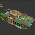 Modern Military Tank In Camouflage Paint With Heavy Tracks And Turret Gear