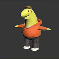 Cartoon Character Creature With Yellow Body Orange Hoodie Brown Hat Blue Pants White Shoes