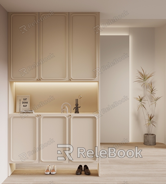 14 Shoe Cabinet Modern Cream Style Shoe Cabinet Entrance Cabinet model