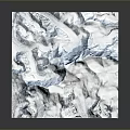 Detailed 3D Mountainous Terrain Model Featuring Undulating Snow Covered Peaks And Valleys