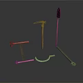 Various Metal Hand Tools Set With Hammer Shovel And Pry Bar