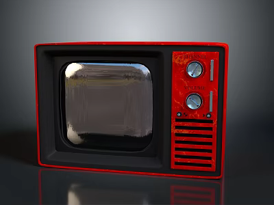 Vintage Red Retro Television With Classic Knobs And Screen Design 3d model