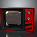Vintage Red Retro Television With Classic Knobs And Screen Design