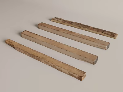 Wooden Long Strip Building Components With Natural Wood Grain Surface 3d model
