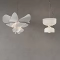 Two Modern White Chandeliers with Petal Shaped and Round Double Layer Design for Interior Decor 3d model