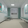 Modern Interior Space With Green Information Board Table Stools Chair And Laptop By Window