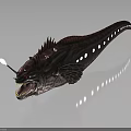 Angler Fish With Sharp Teeth Luminous Lure And White Spots On Dark Purple Body