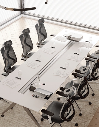 Modern conference table and chair combination 3d model