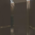Elegant Modern Elevator Interior With Wooden Panels Gold Accents And Lighting