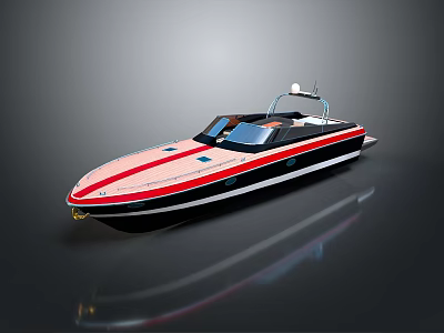 Sleek Modern Yacht Boasting Red Black Color Scheme And Reflective Surface 3d model