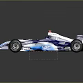 Blue And White Formula One Race Car With Streamlined Design And Sponsor Logos