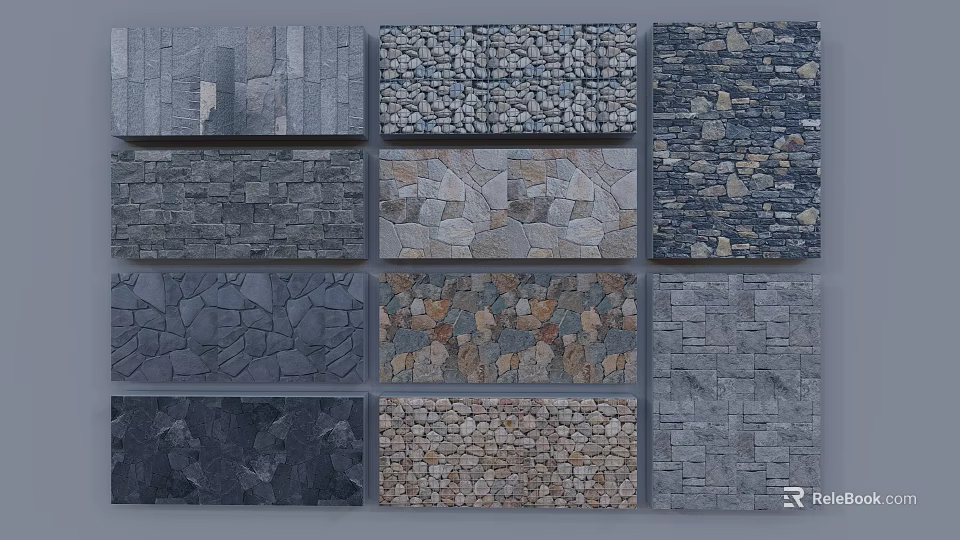 Diverse Stone Feature Wall Designs with Various Textures and Patterns 3d model