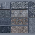 Diverse Stone Feature Wall Designs with Various Textures and Patterns 3d model