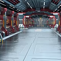 Futuristic Space Station Corridor Interior With Metallic Frames Glowing Lights And Tech Panels 3d model