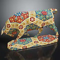 Pig Shaped Decorative Ornament Set With Multicolored Floral Geometric Patterns And Artistic Craft