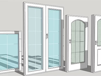 Various Styles Of Swing Doors With Glass Panels And Different Designs 3d model