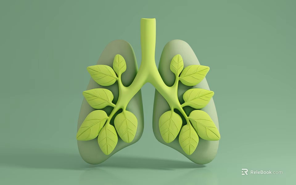 Human Lungs Green Leaf Shaped 3D Model Chest Organ Anatomical Structure Design 3d model