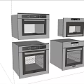 Modern White Kitchen Appliances With Control Panels And Various Types 3d model