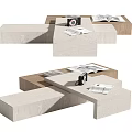 Modern Coffee Table with Stone Top Modular Design and Camera with Open Magazines 3d model